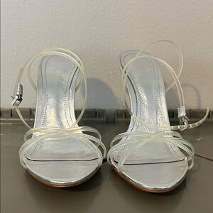 Schutz Silver/Clear Strappy Women's Heels